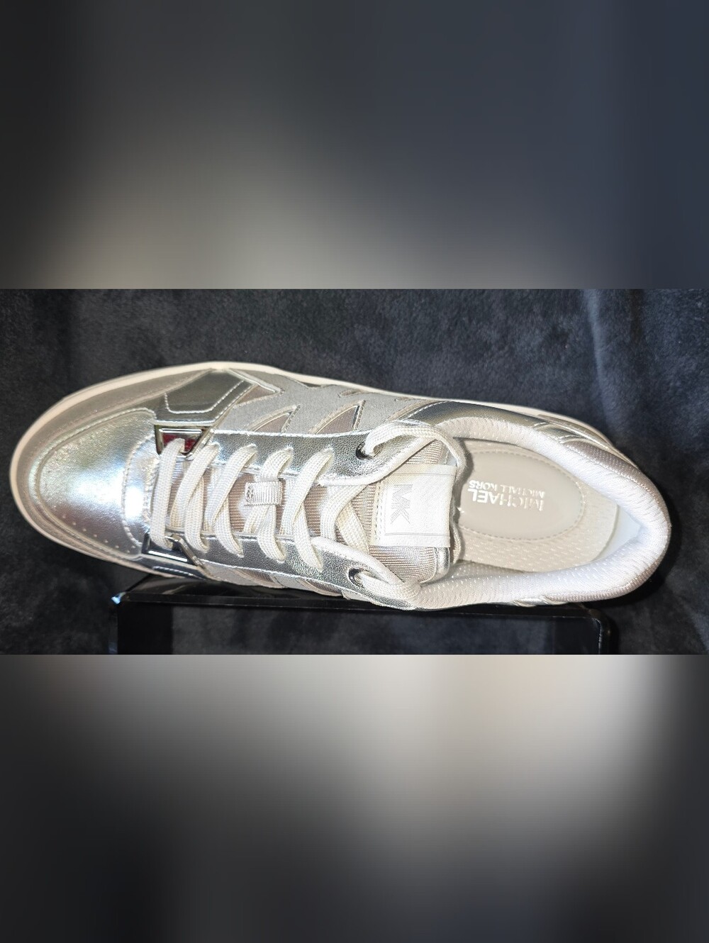 Michael Kors Rebel Metallic Silver Leather Sneakers Women's 10M NIB - Picture 9 of 14
